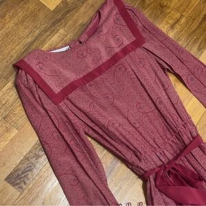 Joanie Char Silk Red prairie Dress vintage 8